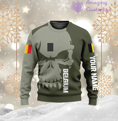Personalized Belgium  Soldier/ Veteran Camo With Name And Rank Ugly Sweater 3D Printed  - 17080416