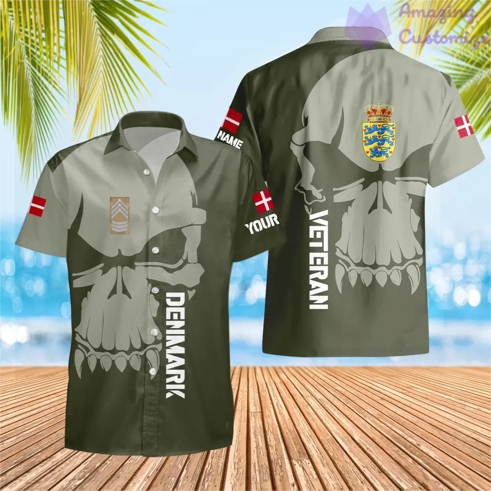 Personalized Denmark Soldier/ Veteran Camo With Name And Rank Hawaii Shirt 3D Printed - 1602240001