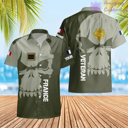 Personalized France Soldier/ Veteran Camo With Name And Rank Hawaii Shirt 3D Printed  - 17080416