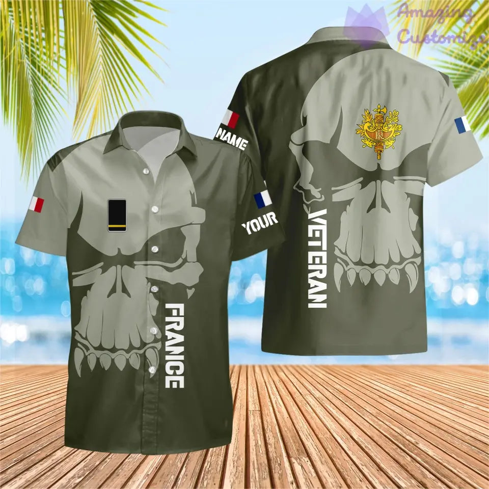 Personalized France Soldier/ Veteran Camo With Name And Rank Hawaii Shirt 3D Printed  - 17080416