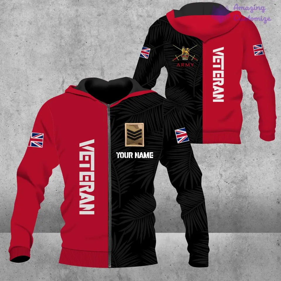 Personalized UK Soldier/ Veteran Camo With Name And Rank Hoodie 3D Printed  - 17090784