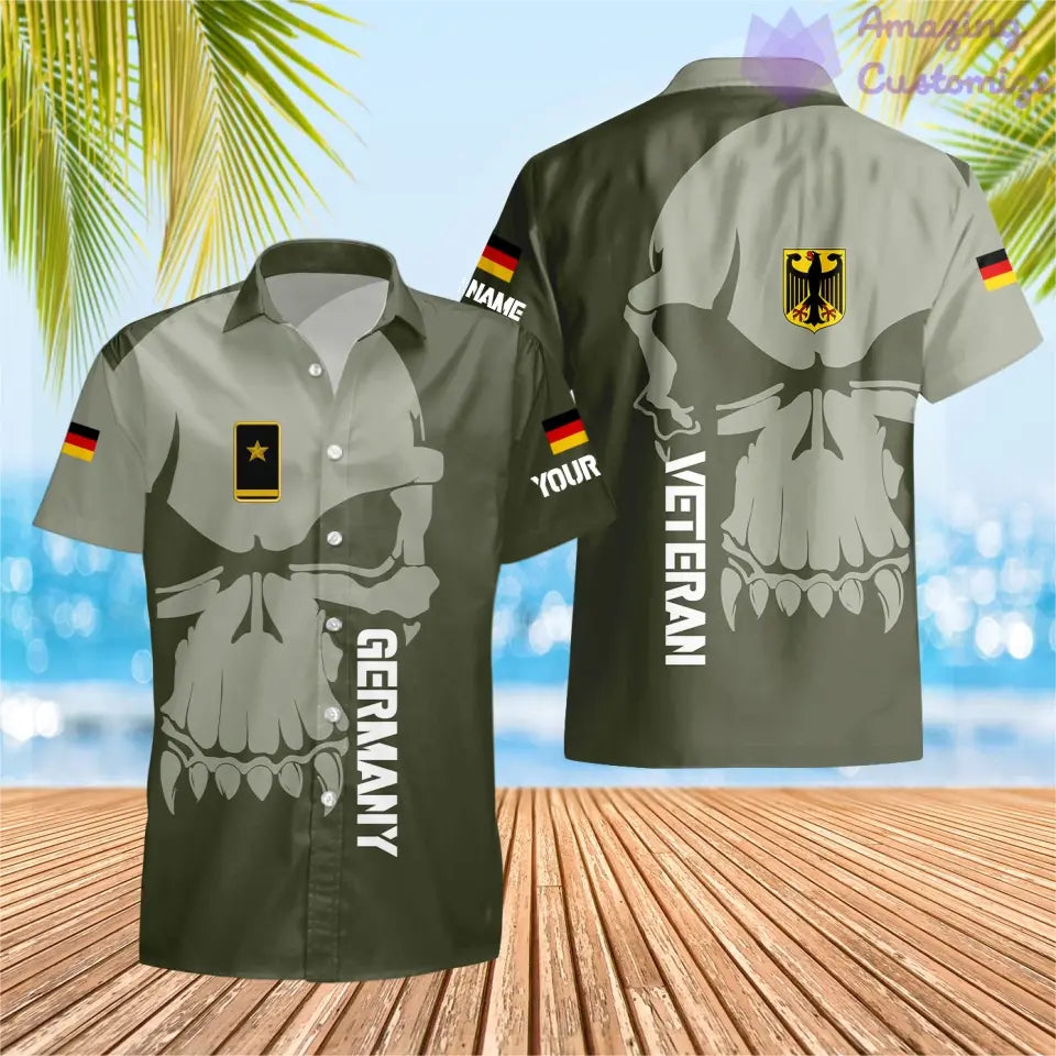 Personalized Germany Soldier/ Veteran Camo With Name And Rank Hawaii Shirt 3D Printed  - 1602240001