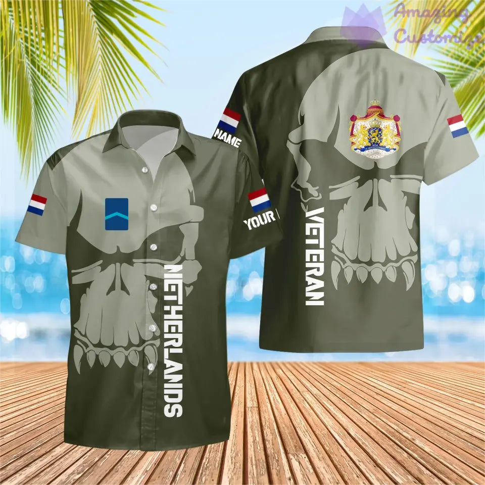 Personalized Netherlands Soldier/ Veteran Camo With Name And Rank Hawaii Shirt 3D Printed  - 17080416