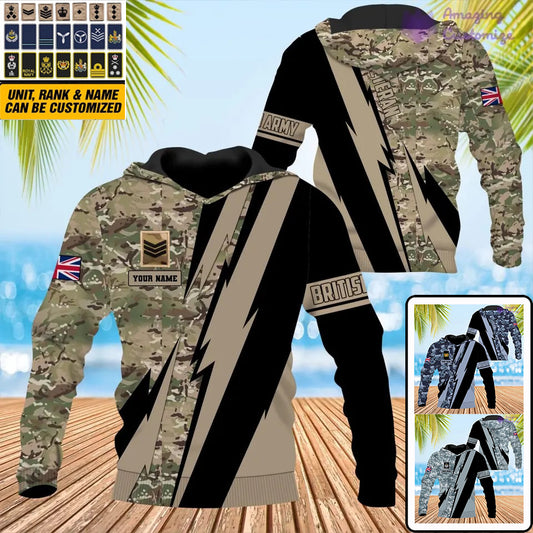 Personalized UK Soldier/ Veteran Camo With Name And Rank Hoodie 3D Printed  - 17095716