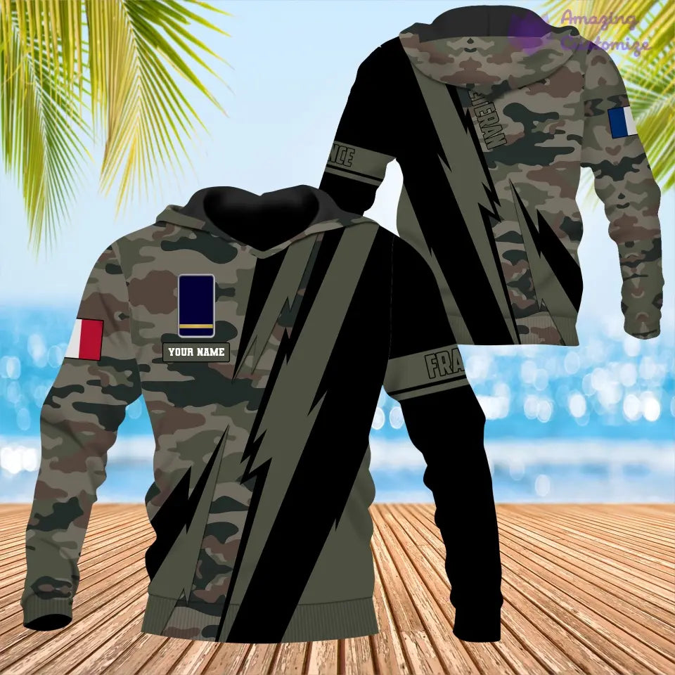 Personalized France Soldier/ Veteran Camo With Name And Rank Hawaii Shirt 3D Printed  - 17095968