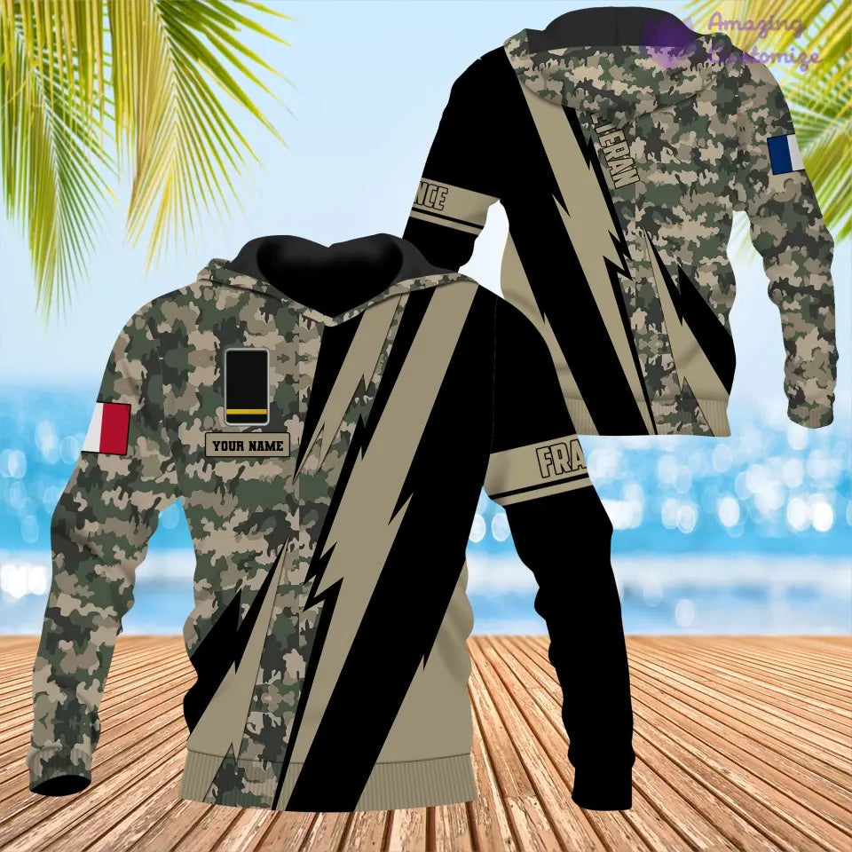 Personalized France Soldier/ Veteran Camo With Name And Rank Hawaii Shirt 3D Printed  - 17095968
