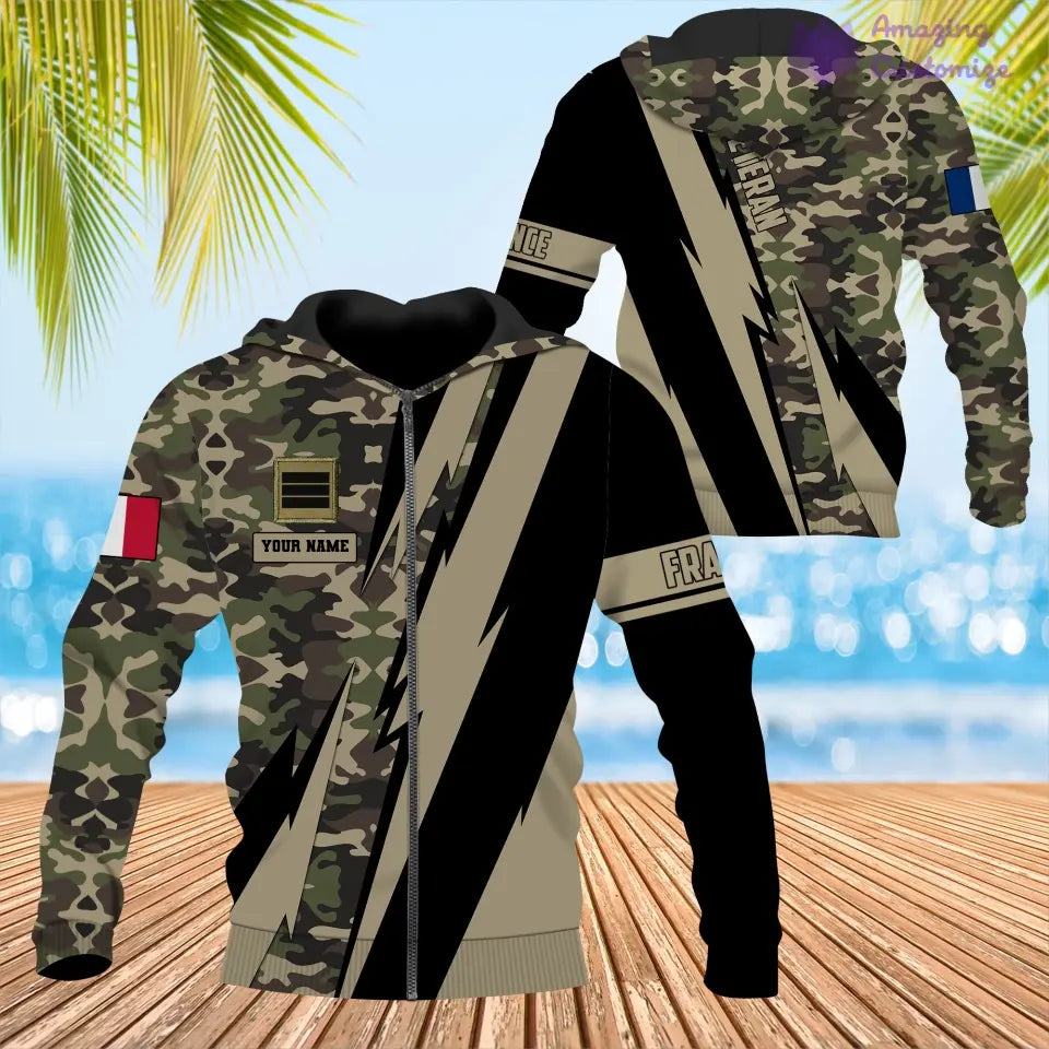 Personalized France Soldier/ Veteran Camo With Name And Rank Hawaii Shirt 3D Printed  - 17095968