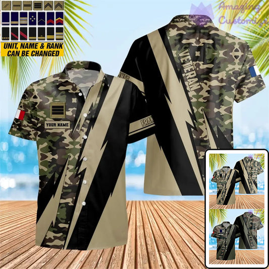 Personalized France Soldier/ Veteran Camo With Name And Rank Hawaii Shirt 3D Printed  - 17095968