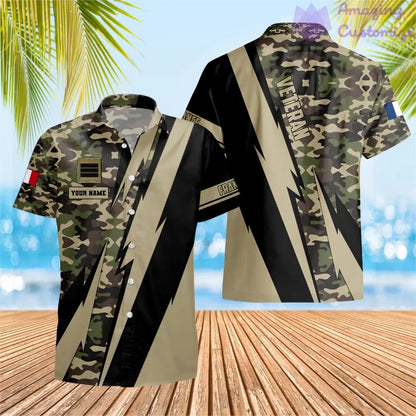 Personalized France Soldier/ Veteran Camo With Name And Rank Hawaii Shirt 3D Printed  - 17095968