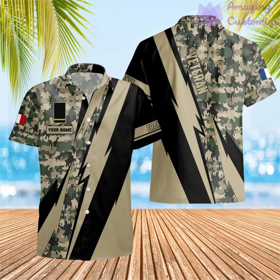 Personalized France Soldier/ Veteran Camo With Name And Rank Hawaii Shirt 3D Printed  - 17095968