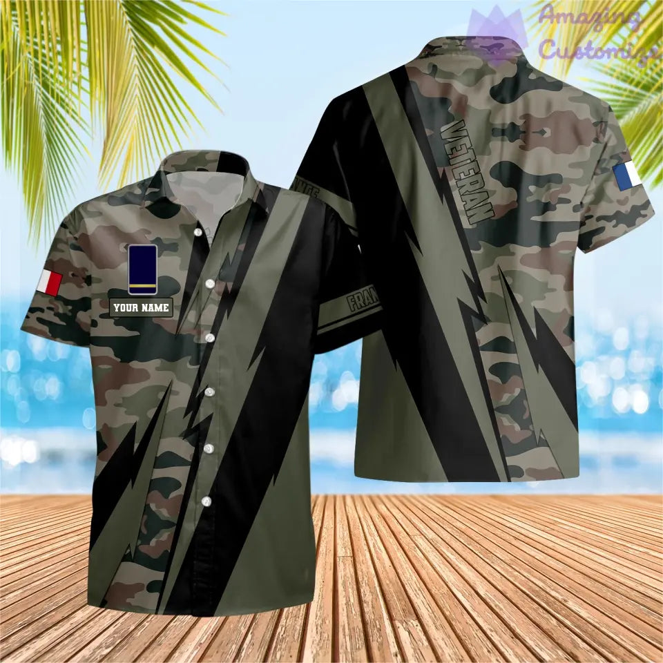Personalized France Soldier/ Veteran Camo With Name And Rank Hawaii Shirt 3D Printed  - 17095968