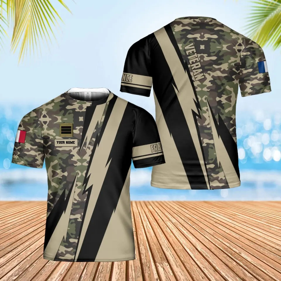 Personalized France Soldier/ Veteran Camo With Name And Rank Hawaii Shirt 3D Printed  - 17095968
