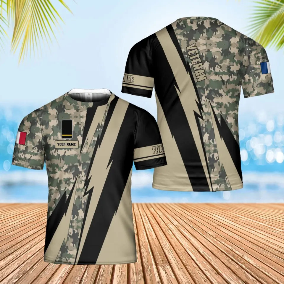 Personalized France Soldier/ Veteran Camo With Name And Rank Hawaii Shirt 3D Printed  - 17095968