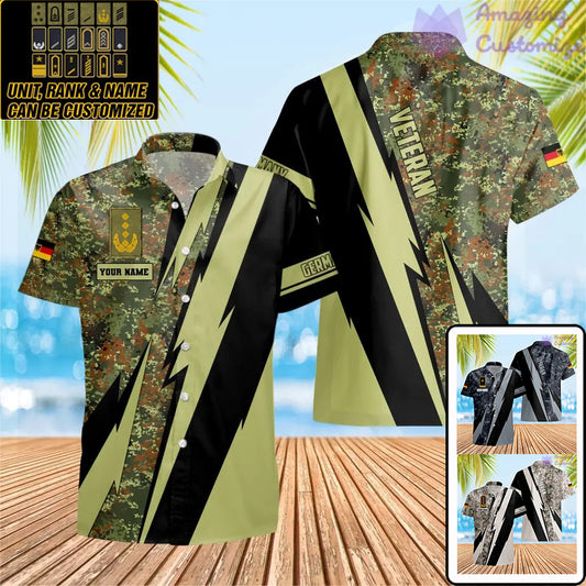 Personalized Germany Soldier/ Veteran Camo With Name And Rank Hawaii Shirt 3D Printed  - 0503240001