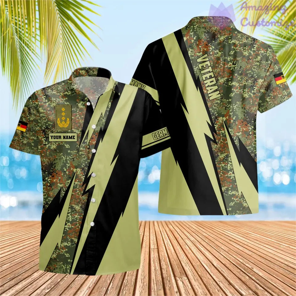 Personalized Germany Soldier/ Veteran Camo With Name And Rank Hawaii Shirt 3D Printed  - 0503240001