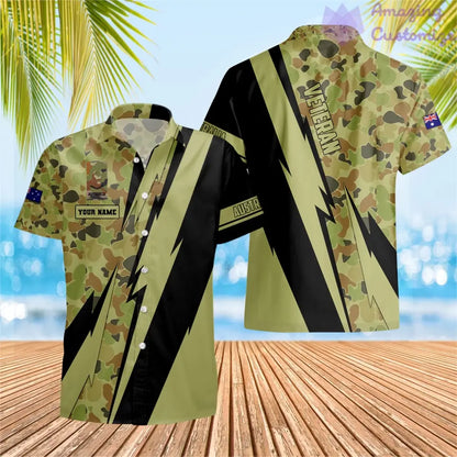 Personalized Australian Soldier/ Veteran Camo With Name And Rank Hawaii Shirt 3D Printed  - 0503240001
