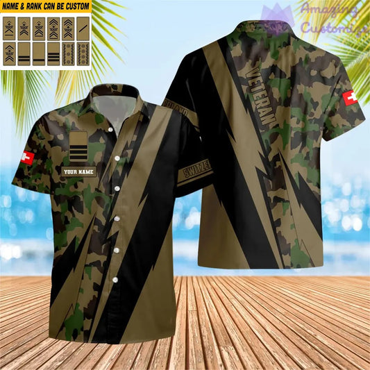 Personalized Swiss Soldier/ Veteran Camo With Name And Rank Hawaii Shirt 3D Printed - 0503240001