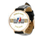 Personalized France Soldier/ Veteran With Name And Rank Black Stitched Leather Watch - 17097696 - Gold Version