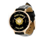 Personalized Ireland Soldier/ Veteran With Name And Rank Black Stitched Leather Watch - 17098560 - Gold Version
