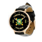 Personalized Finland Soldier/ Veteran With Name And Rank Black Stitched Leather Watch - 17098560 - Gold Version