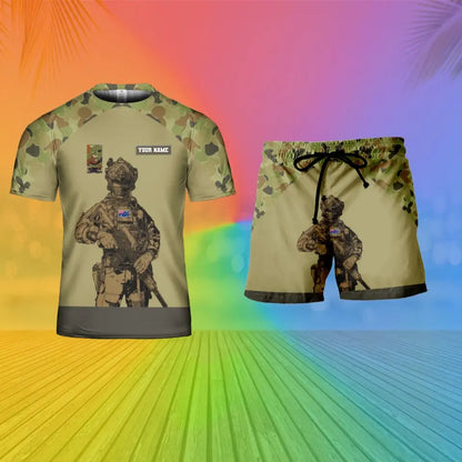 Personalized Australian Soldier/ Veteran Camo With Name And Rank Combo T-Shirt + Short 3D Printed - 17104608