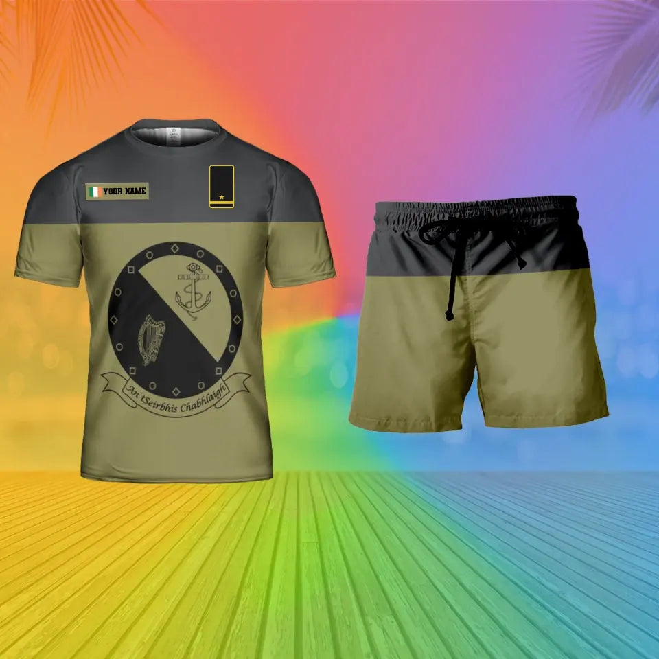 Personalized Ireland Soldier/ Veteran Camo With Name And Rank Combo T-Shirt + Short 3D Printed  - 17104608