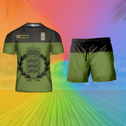Personalized Denmark Soldier/ Veteran Camo With Name And Rank Combo T-Shirt + Short 3D Printed - 17104608