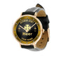 Personalized Germany Soldier/ Veteran With Name, Rank And Year Black Stitched Leather Watch - 1803240001 - Gold Version