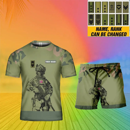Personalized Norway Soldier/ Veteran Camo With Name And Rank Combo T-Shirt + Short 3D Printed -19Mar2401