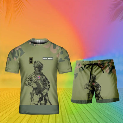 Personalized Norway Soldier/ Veteran Camo With Name And Rank Combo T-Shirt + Short 3D Printed -19Mar2401
