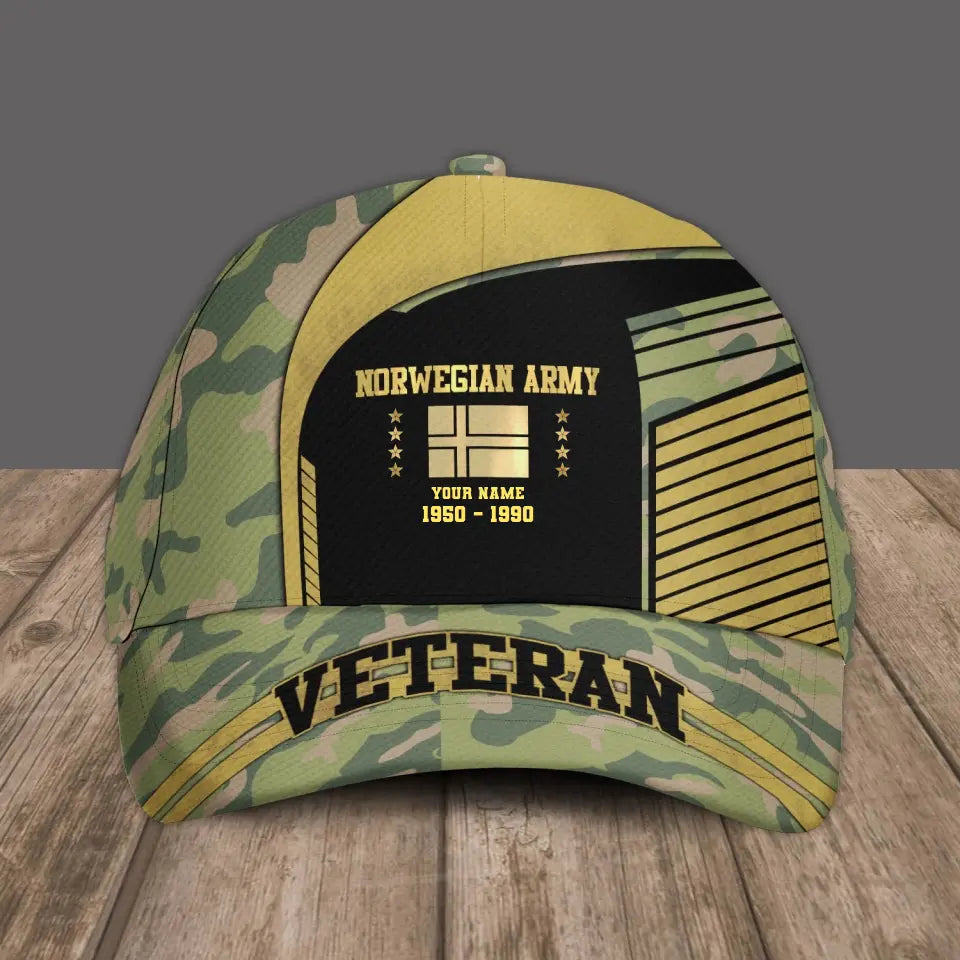 Personalized Rank And Name Norway Soldier/Veterans Camo Baseball Cap Veteran - 16793568