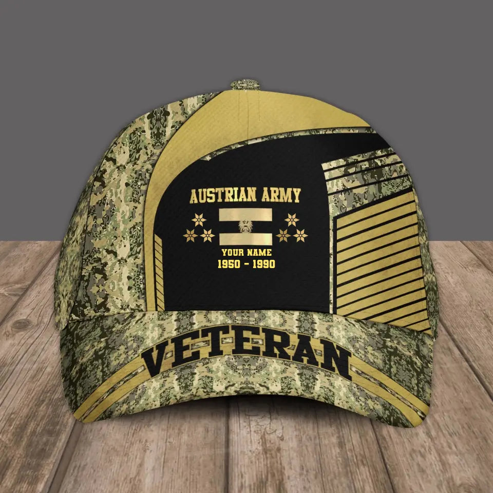 Personalized Rank And Name Austrian Soldier/Veterans Camo Baseball Cap Veteran - 2103240001