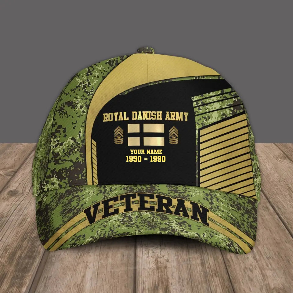 Personalized Rank And Name Denmark Soldier/Veterans Camo Baseball Cap Veteran - 2103240001