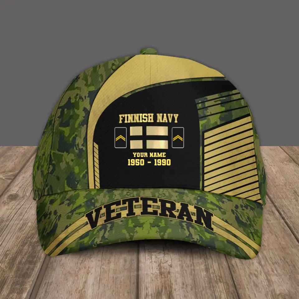 Personalized Rank, Year And Name Finland Soldier/Veterans Camo Baseball Cap Veteran - 2103240001