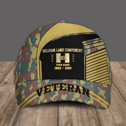 Personalized Rank, Year And Name Belgium Soldier/Veterans Camo Baseball Cap Veteran - 2103240001