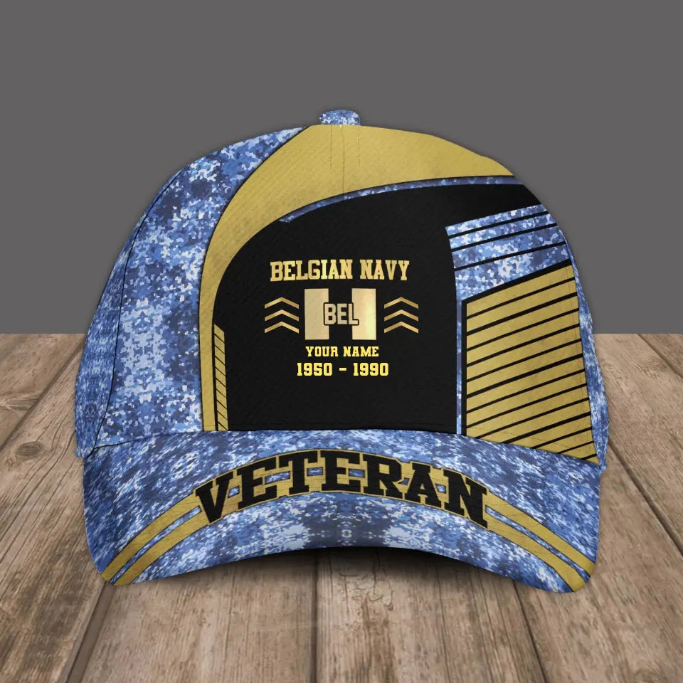 Personalized Rank, Year And Name Belgium Soldier/Veterans Camo Baseball Cap Veteran - 2103240001
