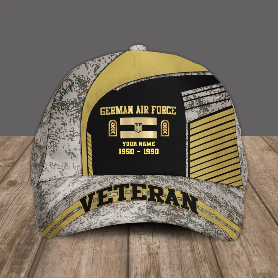 Personalized Rank, Year And Name Germany Soldier/Veterans Camo Baseball Cap Veteran - 17109792