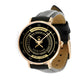 Personalized Swiss Soldier/ Veteran With Name, Rank Black Stitched Leather Watch - 1709683201 - Gold Version