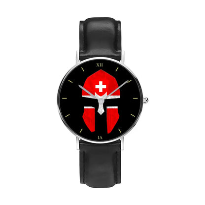 Swiss Soldier/ Veteran  Black Stitched Leather Watch - 17116704