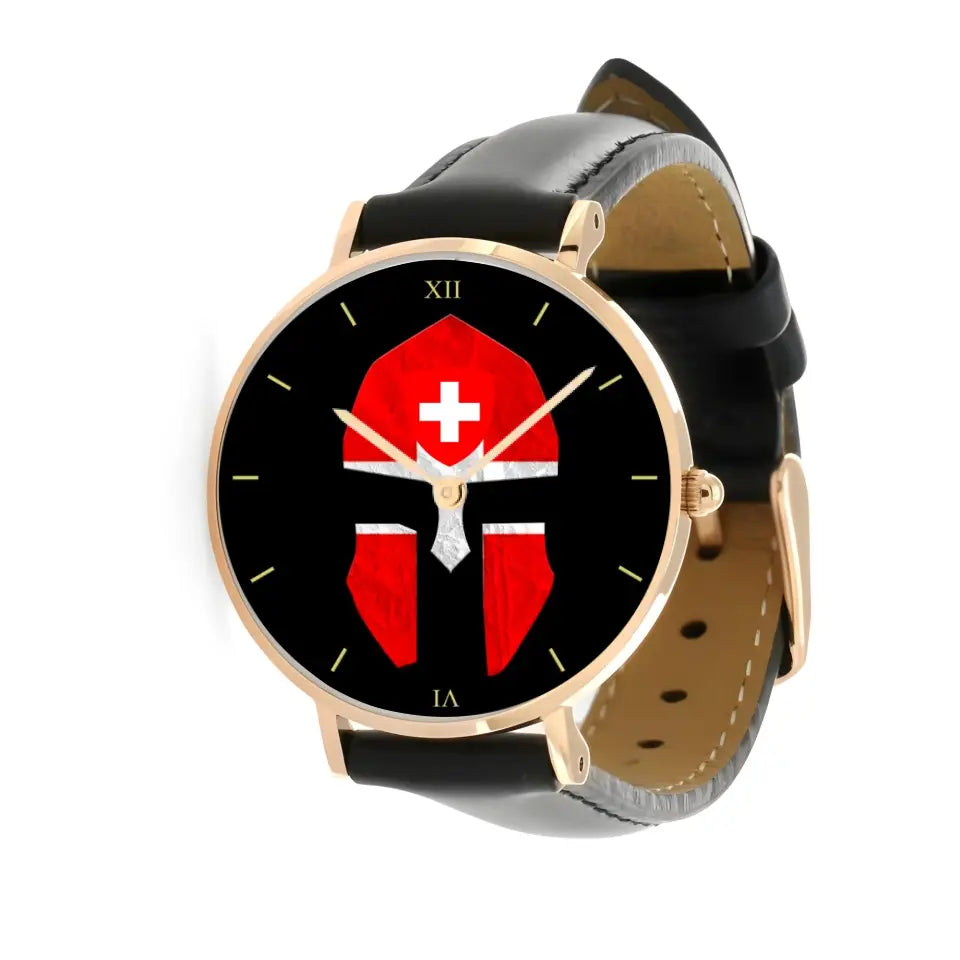 Swiss Soldier/ Veteran  Black Stitched Leather Watch - 17116704