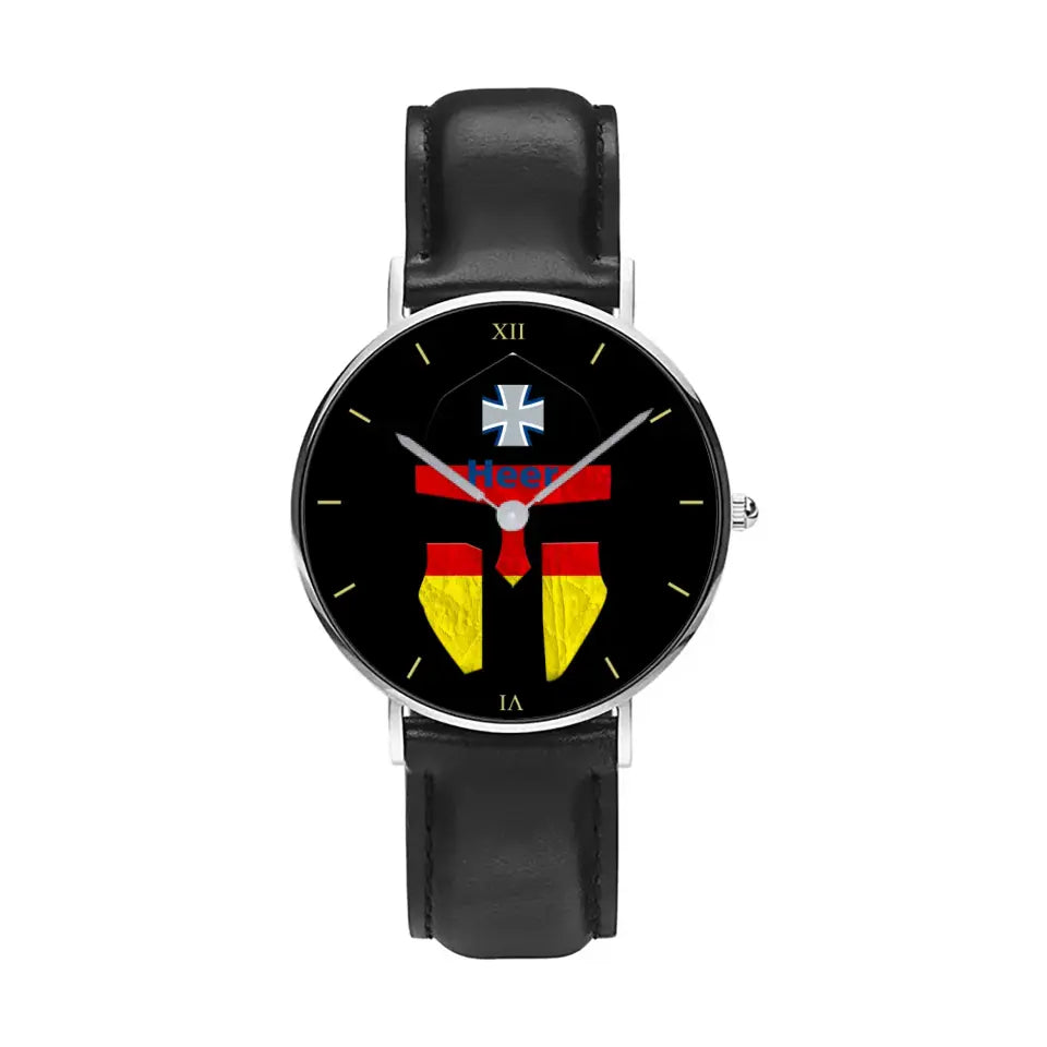 Germany Soldier/ Veteran  Black Stitched Leather Watch - 2903240001