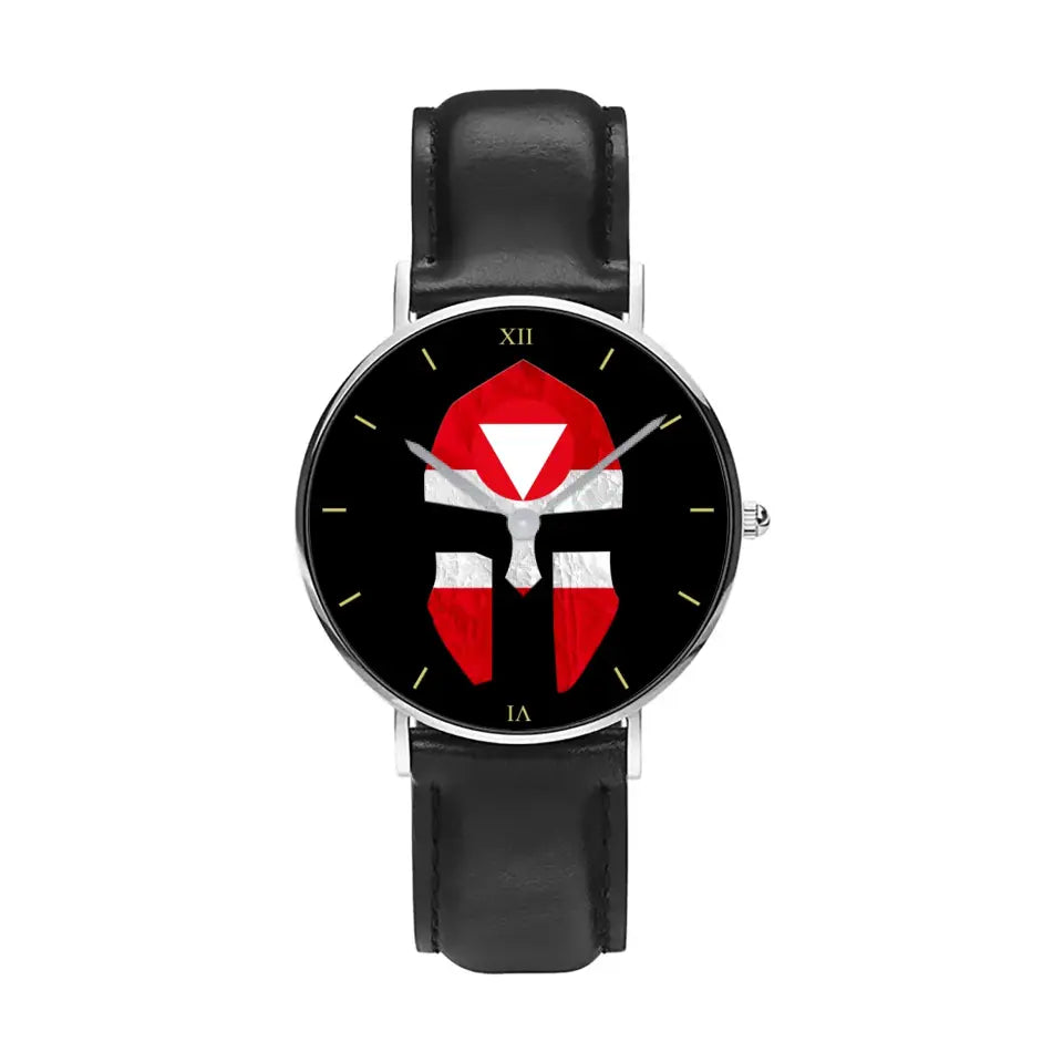 Austrian Soldier/ Veteran  Black Stitched Leather Watch - 17116704