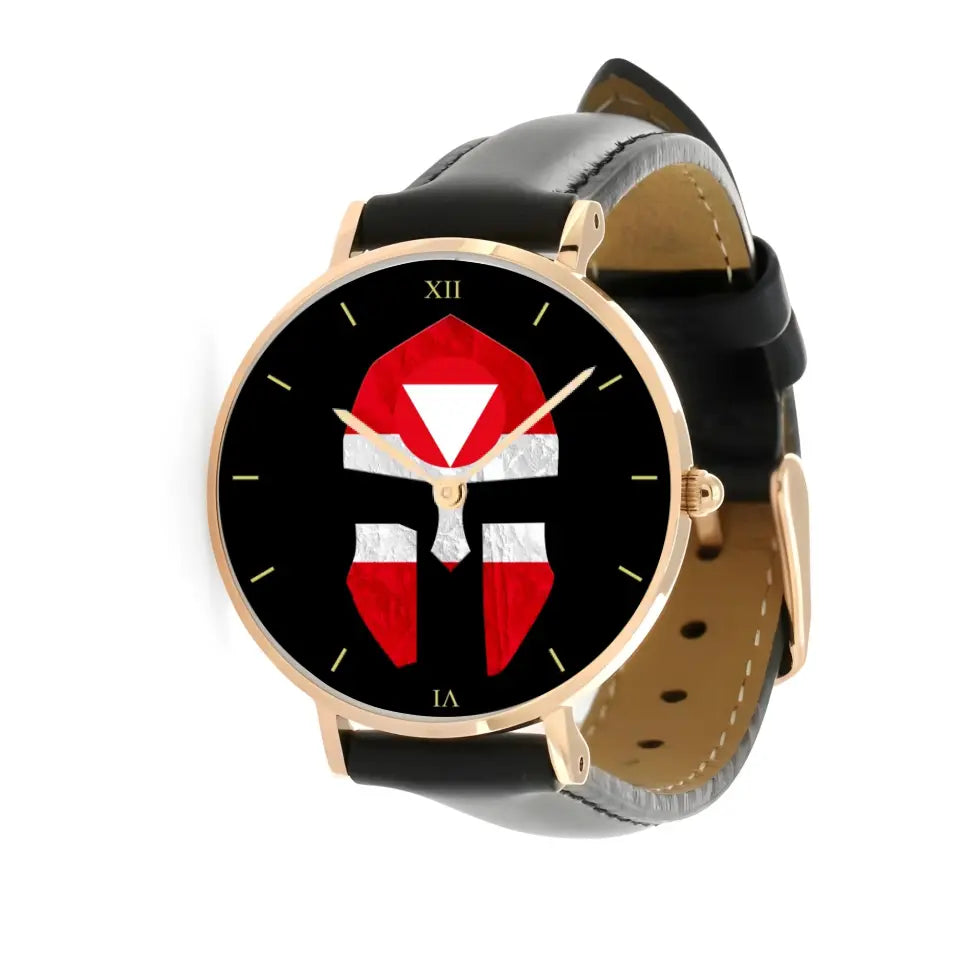 Austrian Soldier/ Veteran  Black Stitched Leather Watch - 17116704