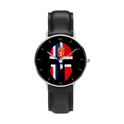 Norway Soldier/ Veteran  Black Stitched Leather Watch - 17116704