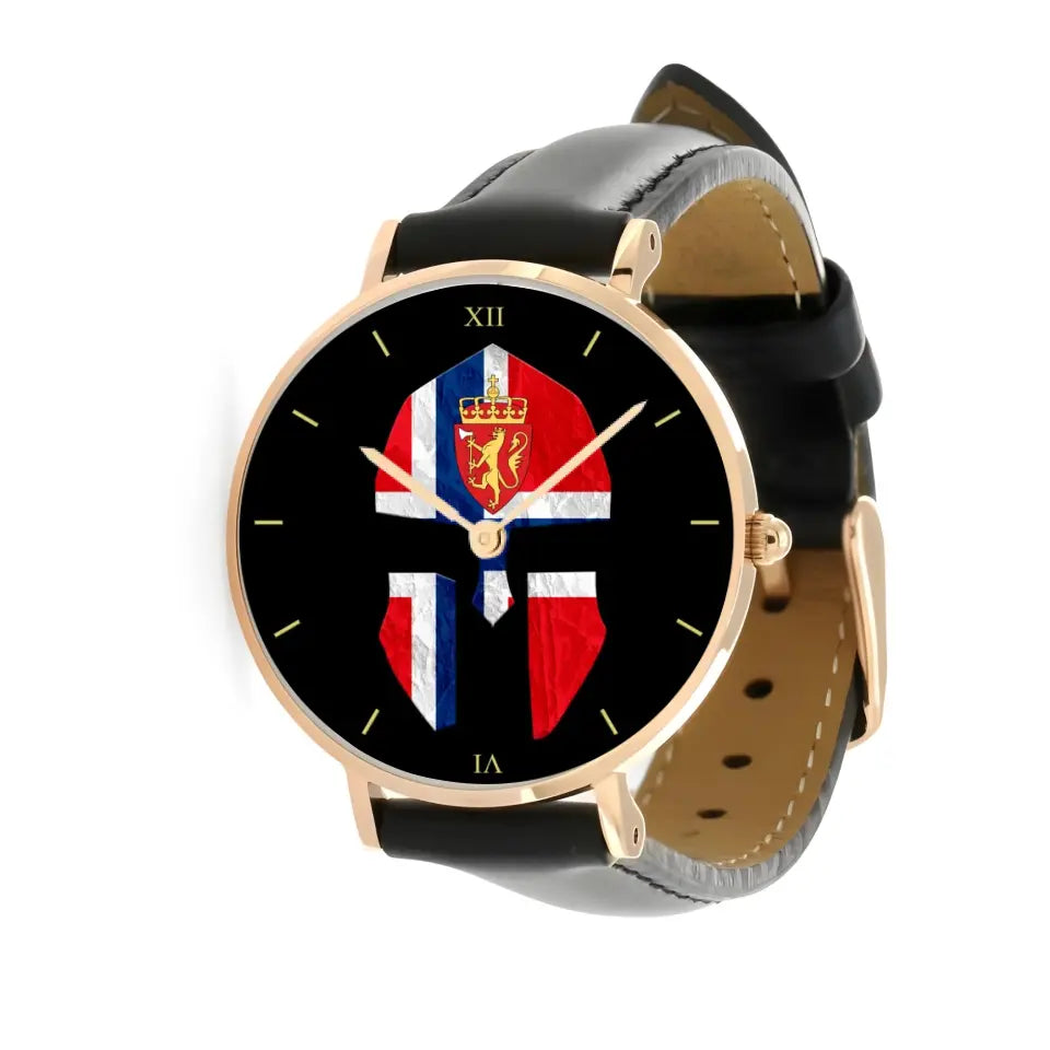 Norway Soldier/ Veteran  Black Stitched Leather Watch - 17116704