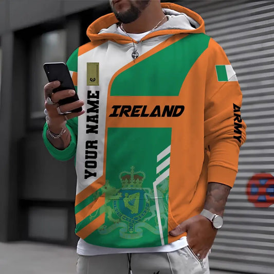 Personalized Ireland Solider/ Veteran Camo With Name And Rank Hoodie 3D Printed - 0111230001