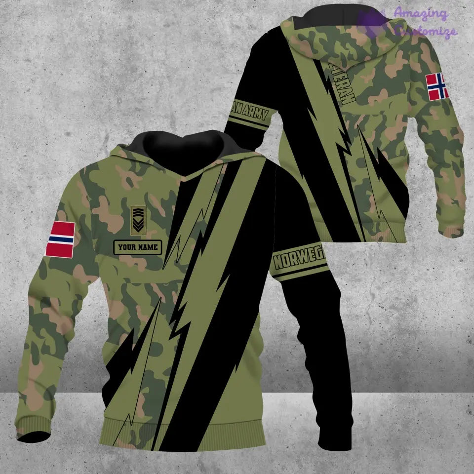 Personalized Norway Soldier/Veteran with Name and Rank Hoodie All Over Printed - 17121024