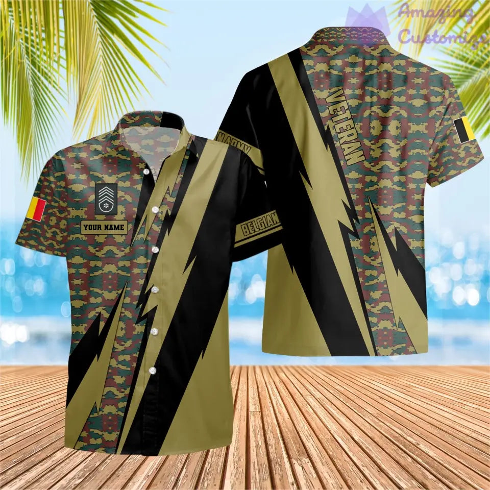 Personalized Belgium with Name and Rank Soldier/Veteran Hawaii Shirt All Over Printed - 03042401QA