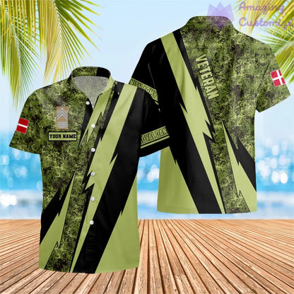 Personalized Denmark Soldier/Veteran with Name and Rank Hawaii Shirt All Over Printed - 17121024