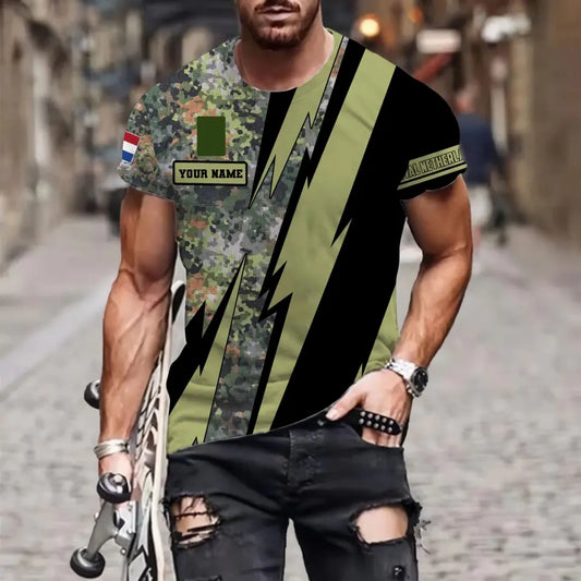 T-shirt personnalisé soldat/vétéran néerlandais avec nom et grade imprimé en 3D sur toute la surface - 03042401QA